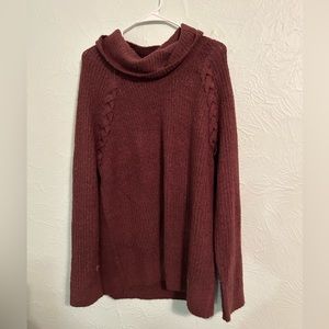 Signature Studio XL Braided Detail Cowl Neck Sweater